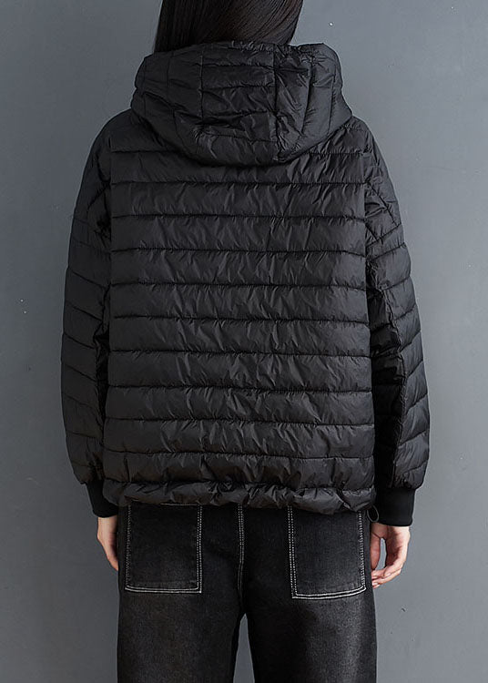 Black drawstring Fine Cotton Filled Jackets Hooded Winter - Down Jackets - DYAVOR®