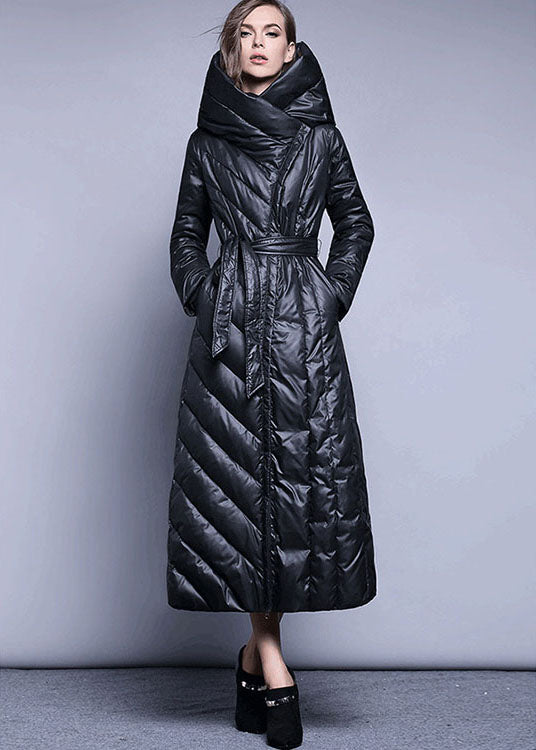 Black fashion Pockets Thick slim fit Winter lengthen Duck Down coat - Down Jackets - DYAVOR®
