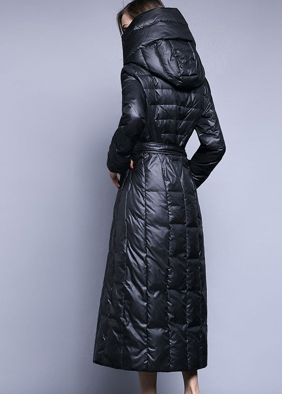 Black fashion Pockets Thick slim fit Winter lengthen Duck Down coat - Down Jackets - DYAVOR®