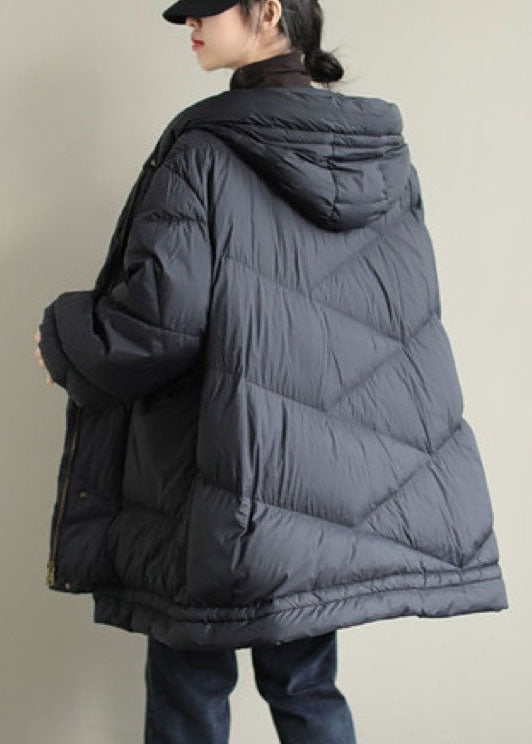 Black zippered Button Loose Winter Duck Down Jackets - Down Jackets - DYAVOR®