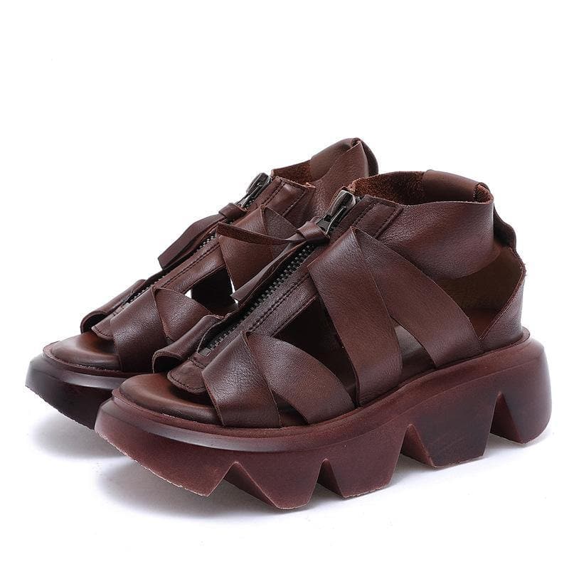 Black zippered Flat Platform Walking Sandals - Sandals - DYAVOR®