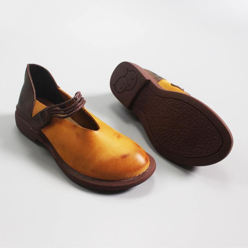 Blue Flat Shoes For Women Genuine Leather Elegant Splicing Flats - Flats Shoes - DYAVOR®