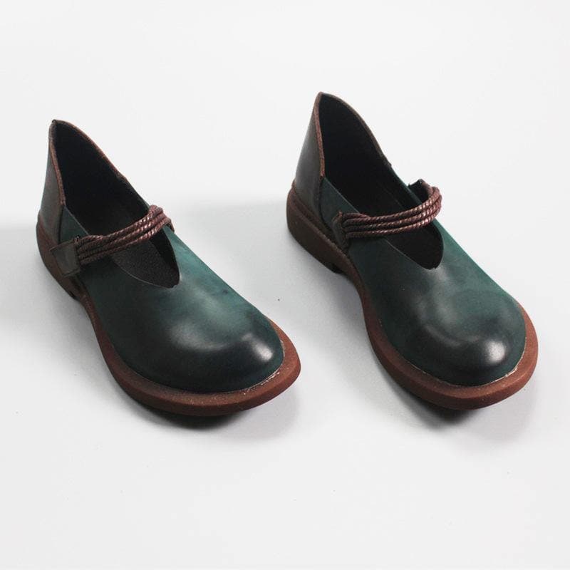 Blue Flat Shoes For Women Genuine Leather Elegant Splicing Flats - Flats Shoes - DYAVOR®