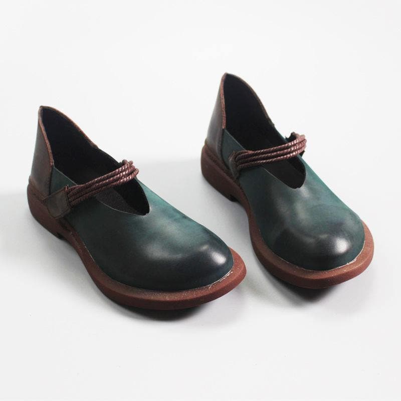 Blue Flat Shoes For Women Genuine Leather Elegant Splicing Flats - Flats Shoes - DYAVOR®