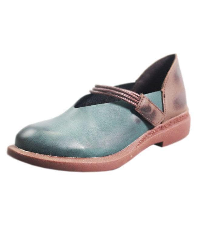 Blue Flat Shoes For Women Genuine Leather Elegant Splicing Flats - Flats Shoes - DYAVOR®