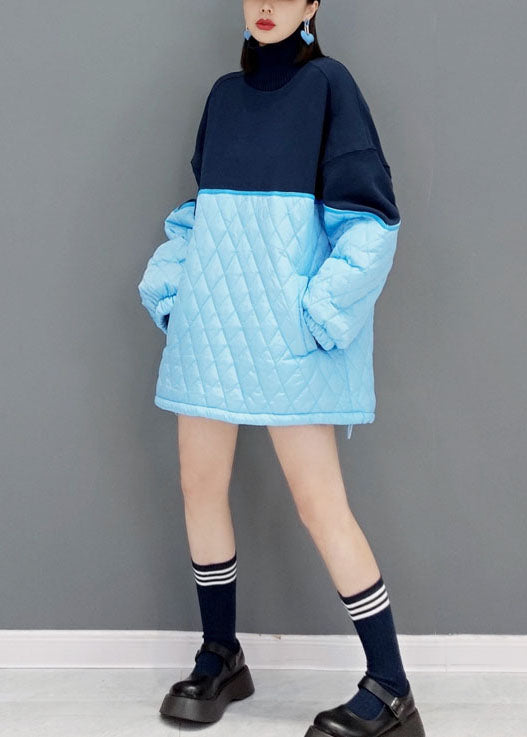 Blue Loose knit Patchwork Fine Cotton Filled Dresses Spring - Down Jackets - DYAVOR®