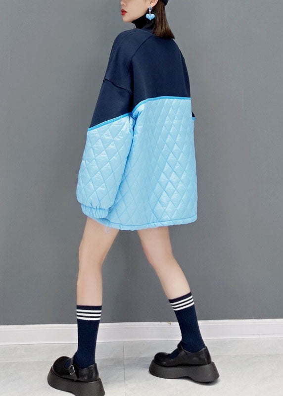 Blue Loose knit Patchwork Fine Cotton Filled Dresses Spring - Down Jackets - DYAVOR®