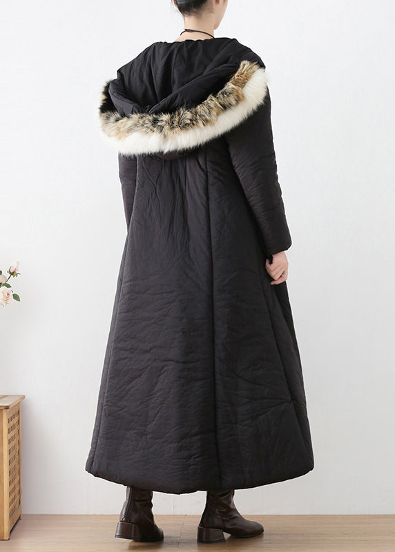 Bohemian Black Button Hooded Long Parka Winter - Down Jackets - DYAVOR®