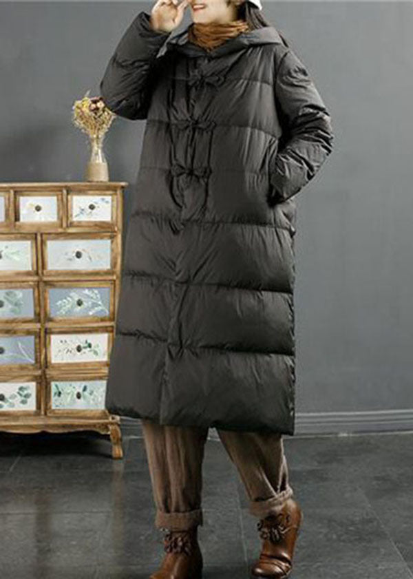 Bohemian Black Hooded Oriental Button Duck Down Puffers Jackets Winter - Down Jackets - DYAVOR®