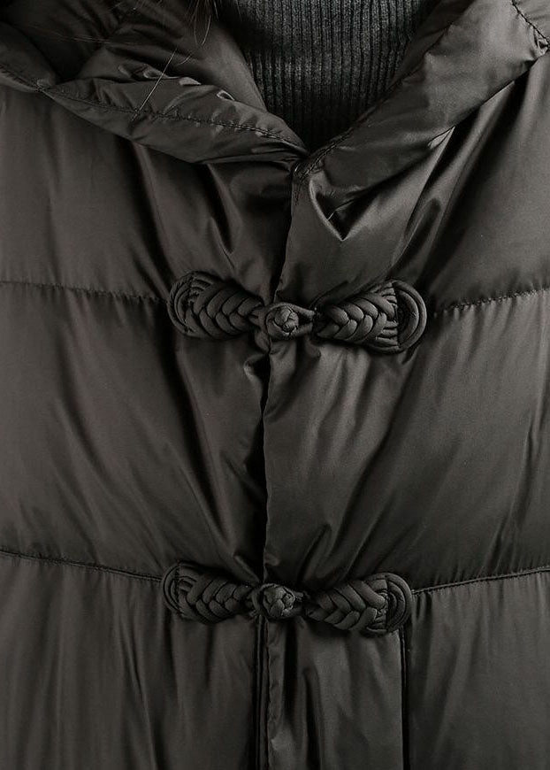 Bohemian Black Hooded Oriental Button Duck Down Puffers Jackets Winter - Down Jackets - DYAVOR®