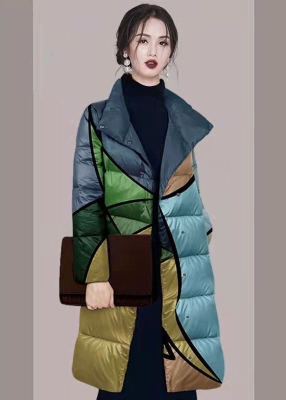 Bohemian Colorblock Stand Collar Print Fine Cotton Filled Puffers Jackets Winter - Down Jackets - DYAVOR®