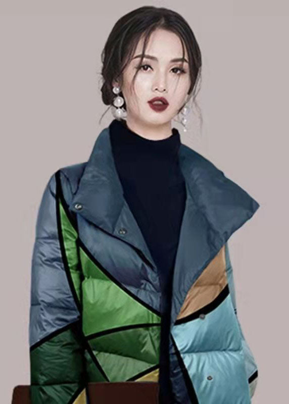 Bohemian Colorblock Stand Collar Print Fine Cotton Filled Puffers Jackets Winter - Down Jackets - DYAVOR®
