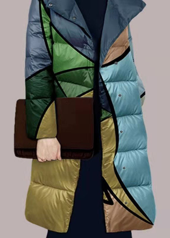 Bohemian Colorblock Stand Collar Print Fine Cotton Filled Puffers Jackets Winter - Down Jackets - DYAVOR®