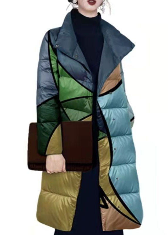 Bohemian Colorblock Stand Collar Print Fine Cotton Filled Puffers Jackets Winter - Down Jackets - DYAVOR®