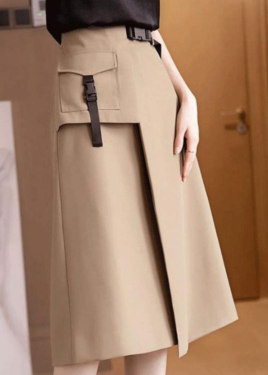Bohemian Khaki High Waist asymmetrical design slim fit Fall Skirt - Skirts - DYAVOR®