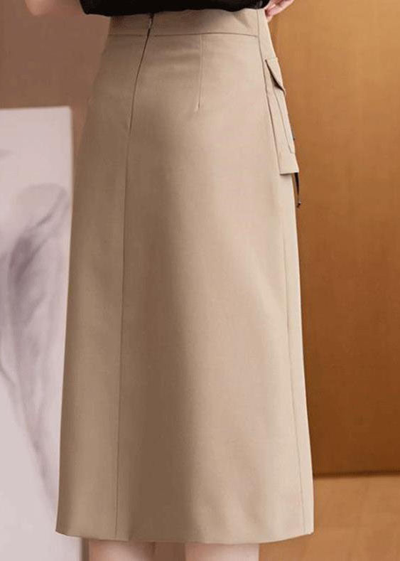 Bohemian Khaki High Waist asymmetrical design slim fit Fall Skirt - Skirts - DYAVOR®