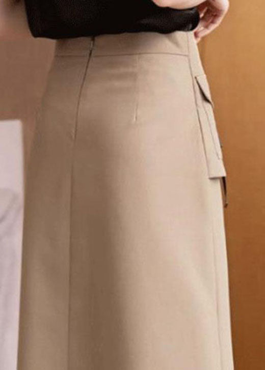 Bohemian Khaki High Waist asymmetrical design slim fit Fall Skirt - Skirts - DYAVOR®