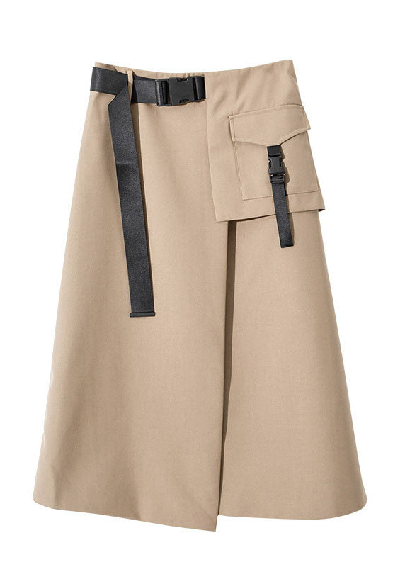 Bohemian Khaki High Waist asymmetrical design slim fit Fall Skirt - Skirts - DYAVOR®