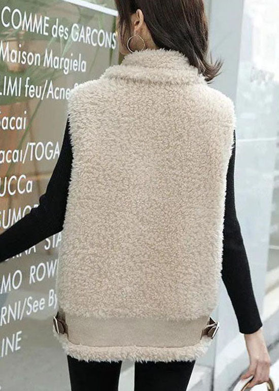 Bohemian Khaki Zip Up Pockets Faux Fur Winter Vest - vests - DYAVOR®