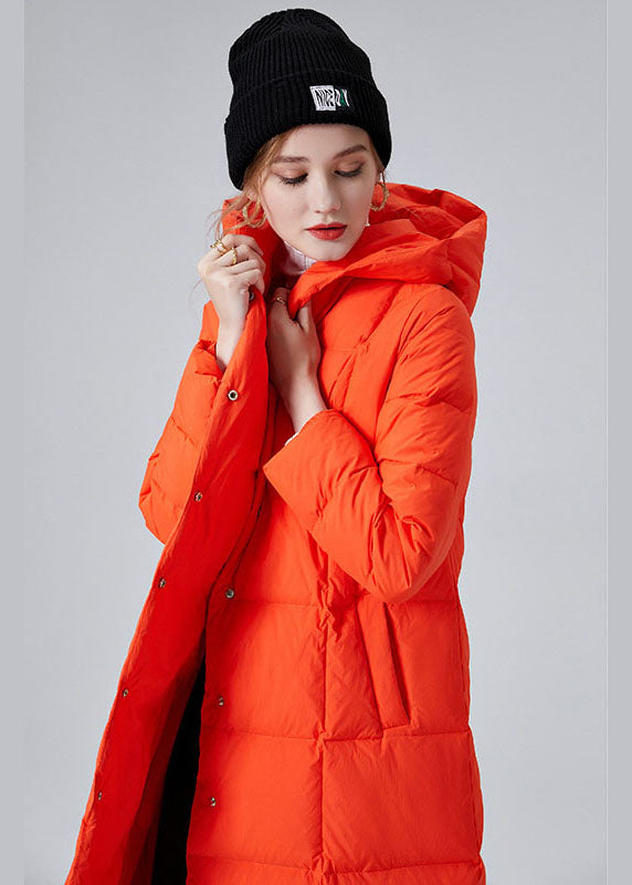 Bohemian Orange Hooded Pockets Duck Down Winter Coats Winter - Down Jackets - DYAVOR®