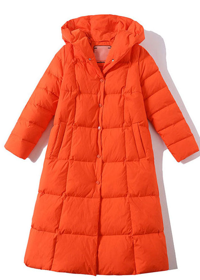 Bohemian Orange Hooded Pockets Duck Down Winter Coats Winter - Down Jackets - DYAVOR®