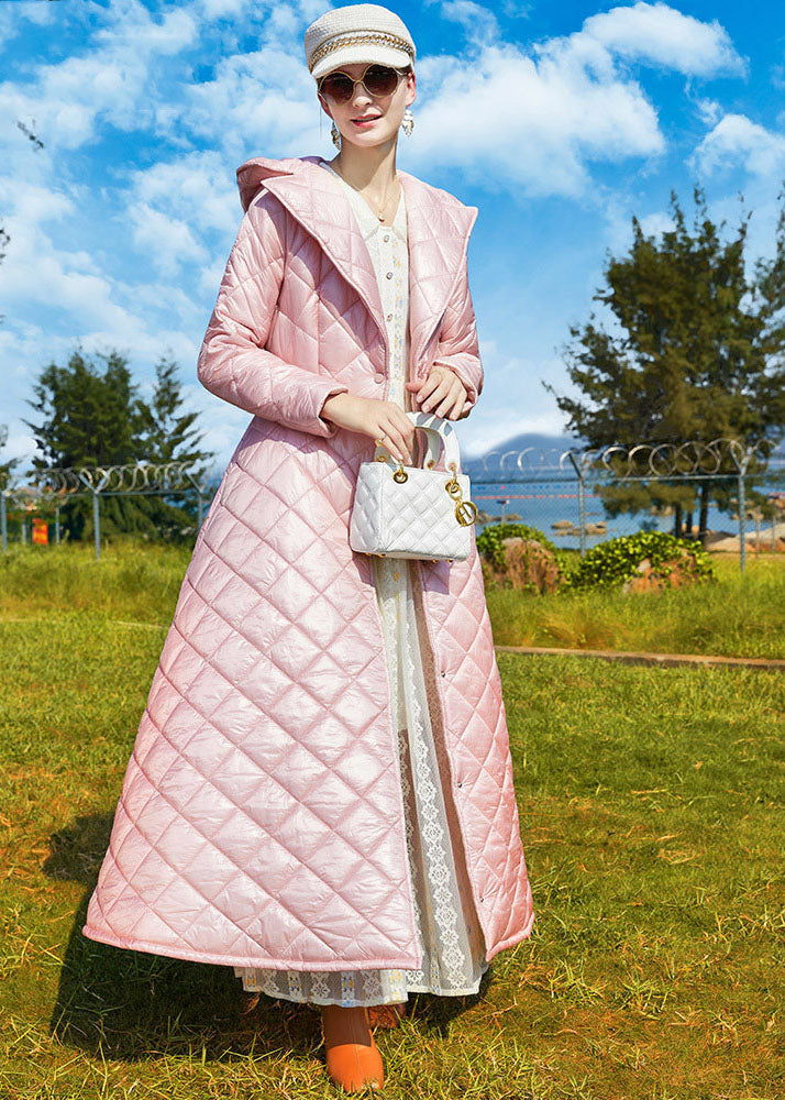 Bohemian Pink Hooded Lengthen Fine Cotton Filled Cinch Coats Winter - Down Jackets - DYAVOR®