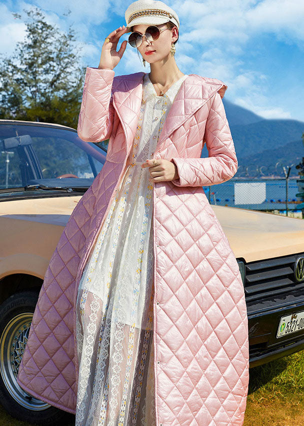 Bohemian Pink Hooded Lengthen Fine Cotton Filled Cinch Coats Winter - Down Jackets - DYAVOR®