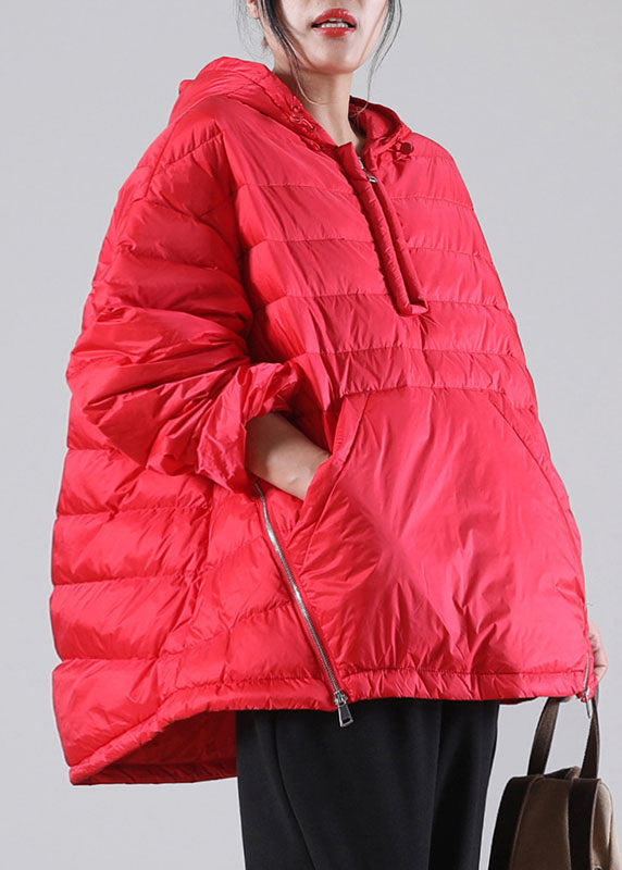 Bohemian Red Hooded Pockets Duck Down Jackets Winter - Down Jackets - DYAVOR®