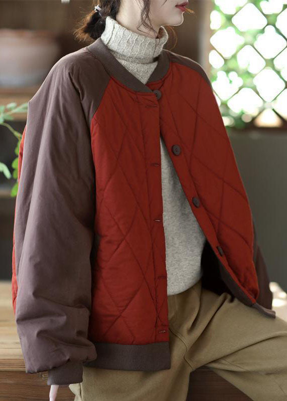 Bohemian Red Oversized Patchwork Fine Cotton Filled Jackets Winter - Down Jackets - DYAVOR®