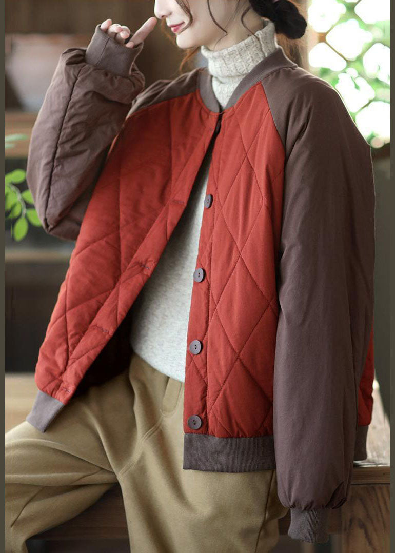 Bohemian Red Oversized Patchwork Fine Cotton Filled Jackets Winter - Down Jackets - DYAVOR®