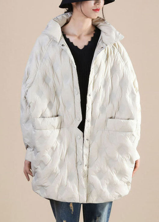 Boho Beige Pockets Patchwork Casual Winter Duck Down Jackets - Down Jackets - DYAVOR®