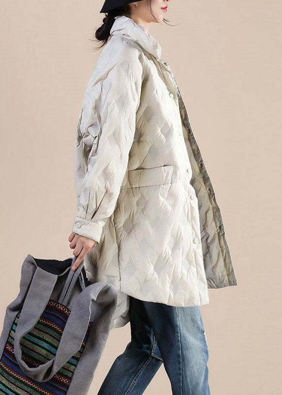 Boho Beige Pockets Patchwork Casual Winter Duck Down Jackets - Down Jackets - DYAVOR®