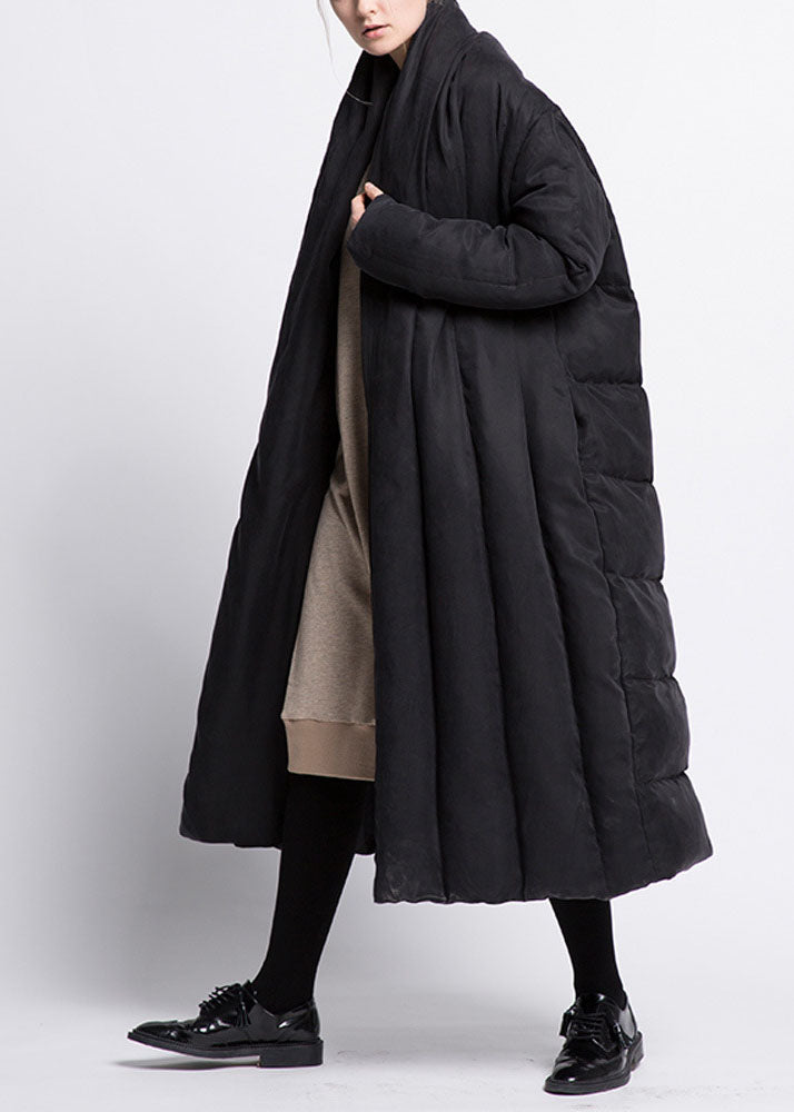 Boho Black Bow Pockets Thick Loose Winter Duck Down Coat - Down Jackets - DYAVOR®