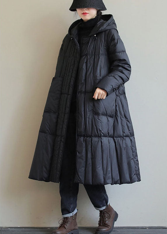 Boho Black fashion Loose Pockets Winter down coat - Down Jackets - DYAVOR®