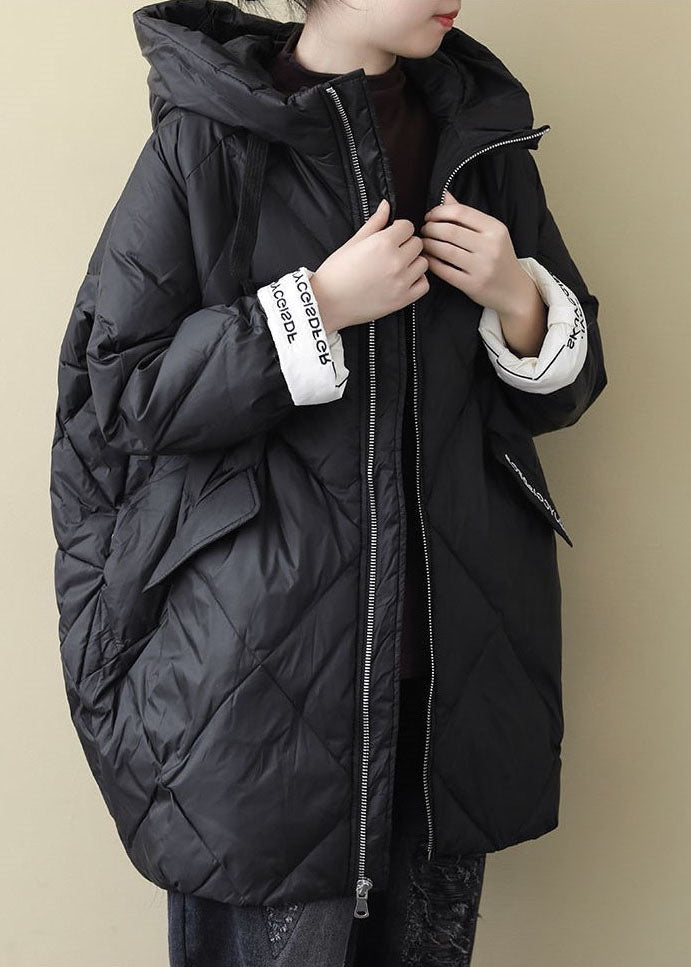 Boho Black Long Puffer Jackets Plus Size Winter Warm Cotton Blend Coats - Down Jackets - DYAVOR®