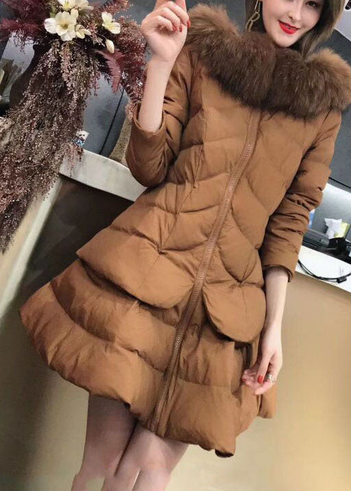 Boho Black zippered Fox collar Casual Winter Duck Down Winter Coats - Down Jackets - DYAVOR®