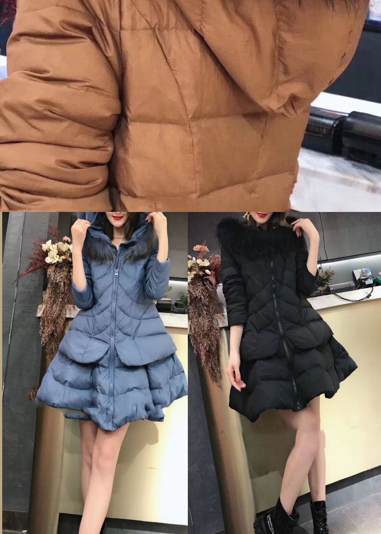 Boho Black zippered Fox collar Casual Winter Duck Down Winter Coats - Down Jackets - DYAVOR®