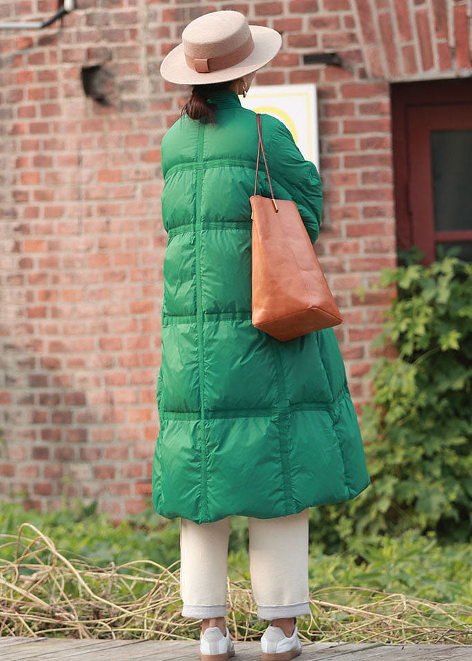 Boho Green V Neck Solid Thick Duck Down Down Jacket Winter - Down Jackets - DYAVOR®