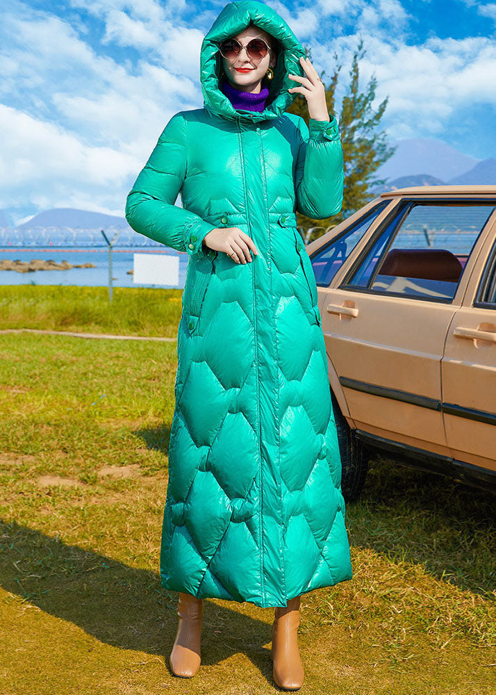 Boho Green Zip Up Hooded Thick Duck Down Winter Coats Winter - Down Jackets - DYAVOR®