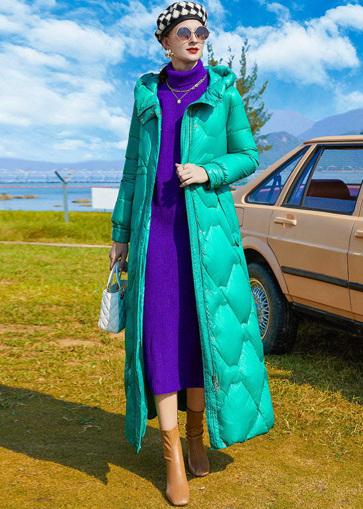 Boho Green Zip Up Hooded Thick Duck Down Winter Coats Winter - Down Jackets - DYAVOR®