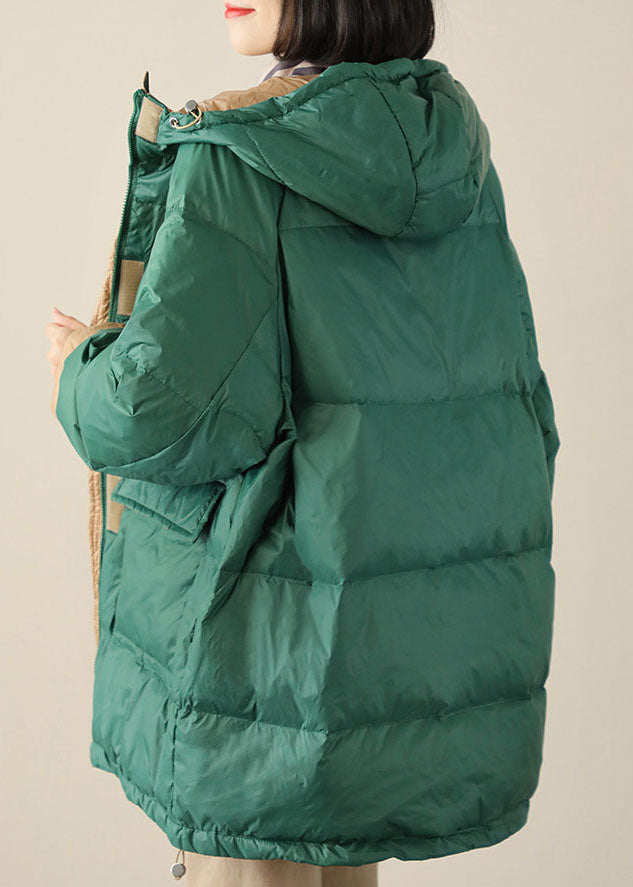 Boho Green zippered Graphic Loose Winter Duck Down Puffer - Down Jackets - DYAVOR®