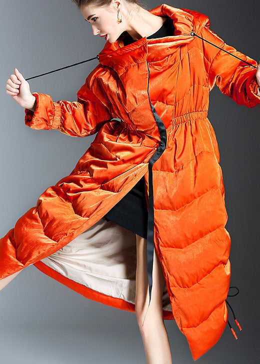 Boho Orange Loose Thick zippered Winter Duck Down Jacket In - Down Jackets - DYAVOR®