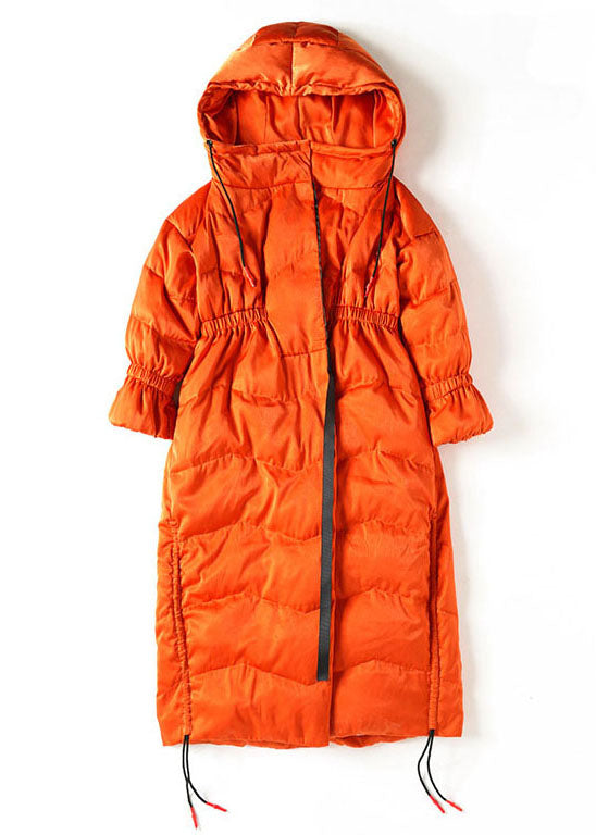 Boho Orange Loose Thick zippered Winter Duck Down Jacket In - Down Jackets - DYAVOR®