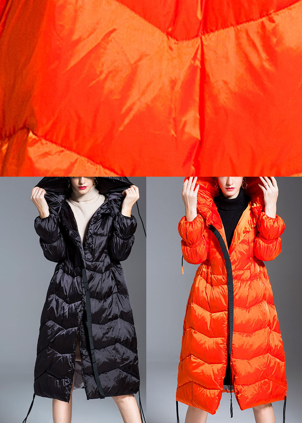 Boho Orange Loose Thick zippered Winter Duck Down Jacket In - Down Jackets - DYAVOR®