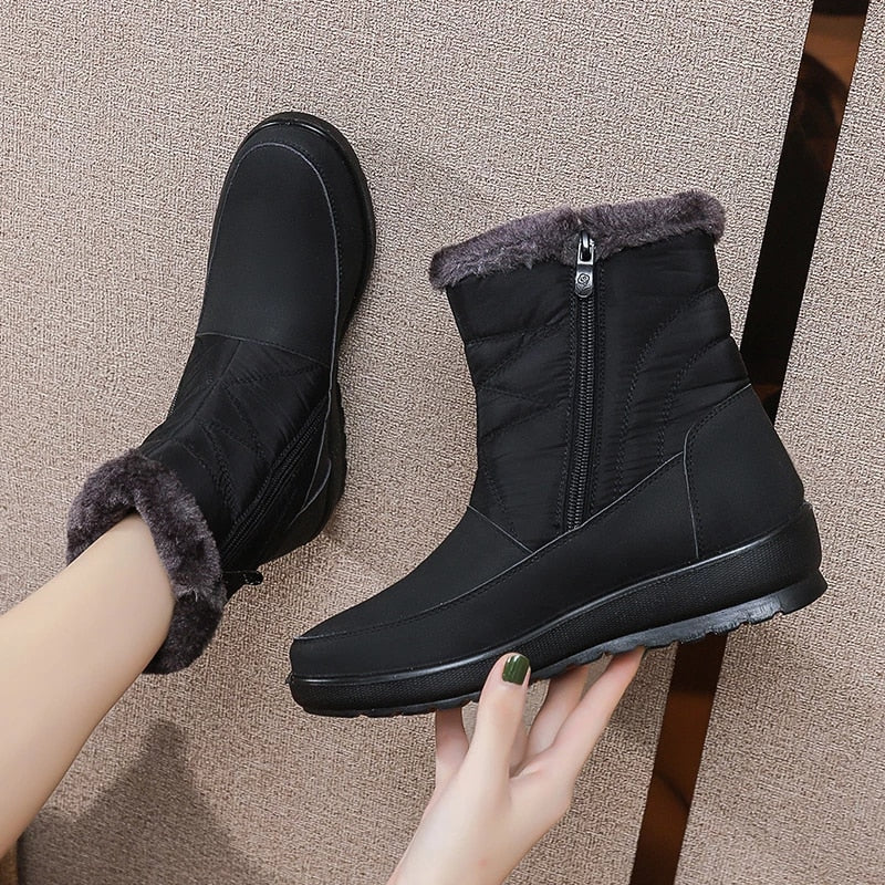 Groovywish Women Waterproof Fur Boots Zipper Thick Sole Orthopedic Shoes - - DYAVOR®