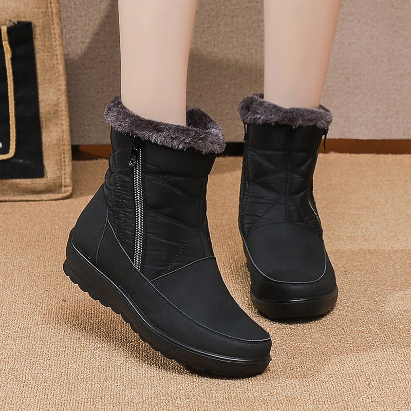 Groovywish Women Waterproof Fur Boots Zipper Thick Sole Orthopedic Shoes - - DYAVOR®