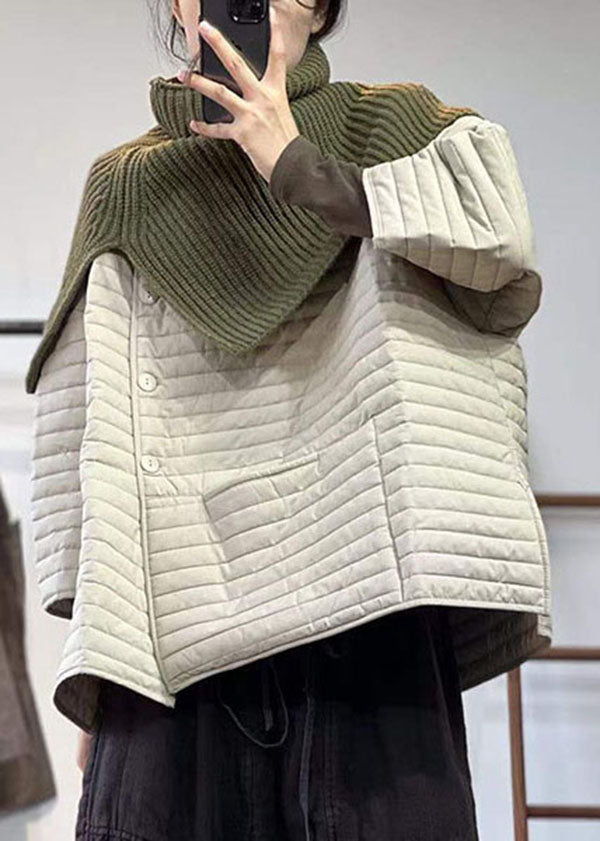 Boutique Apricot Oversized Striped Fine Cotton Filled Parka Jacket Winter - Down Jackets - DYAVOR®