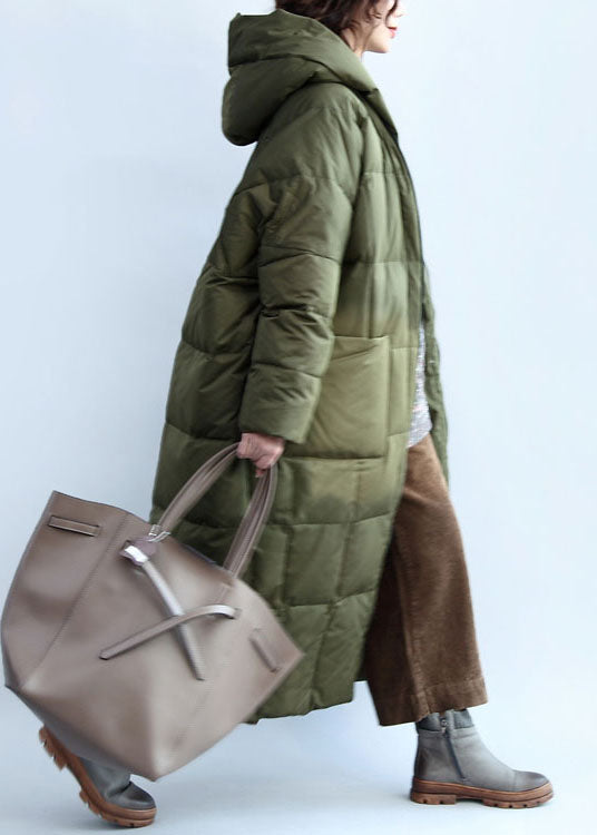 Boutique Army Green Hooded Zippered Pockets Duck Down Puffer Coat Winter - Down Jackets - DYAVOR®