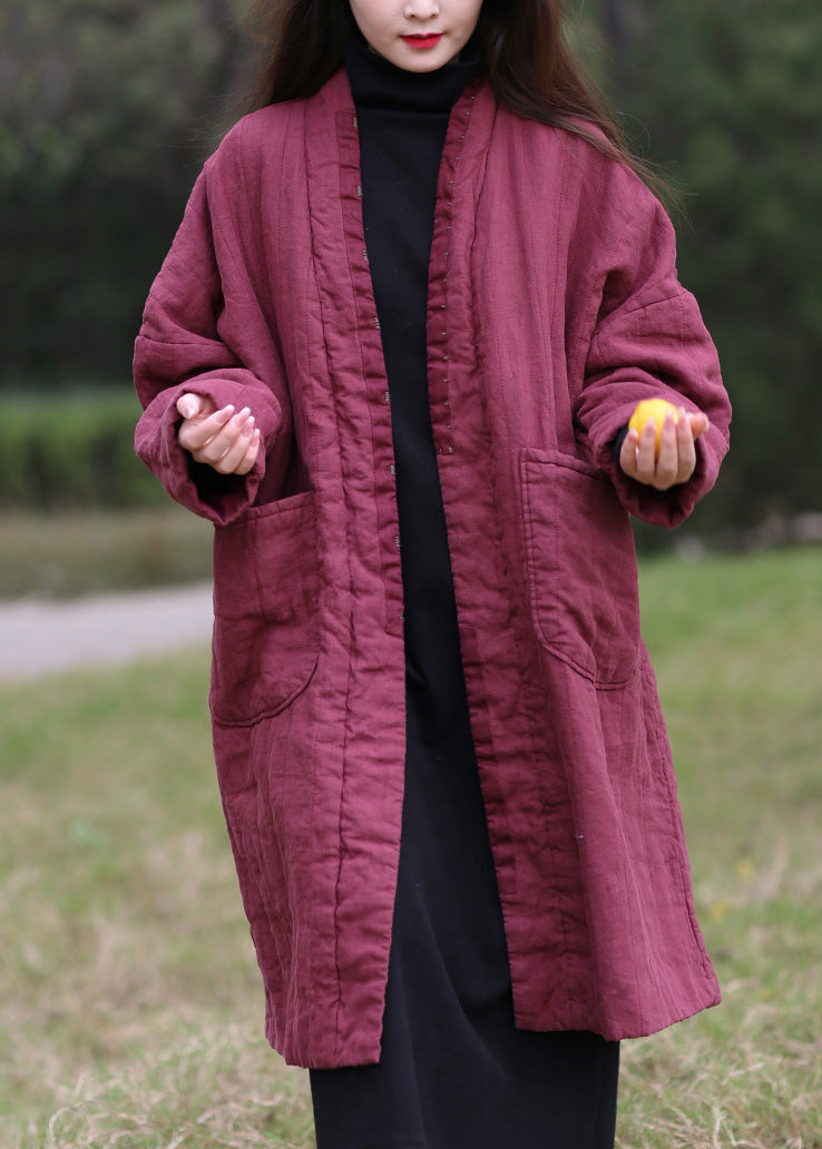 Boutique Bean Paste Colour V Neck Warm Fleece Parka Winter - Down Jackets - DYAVOR®