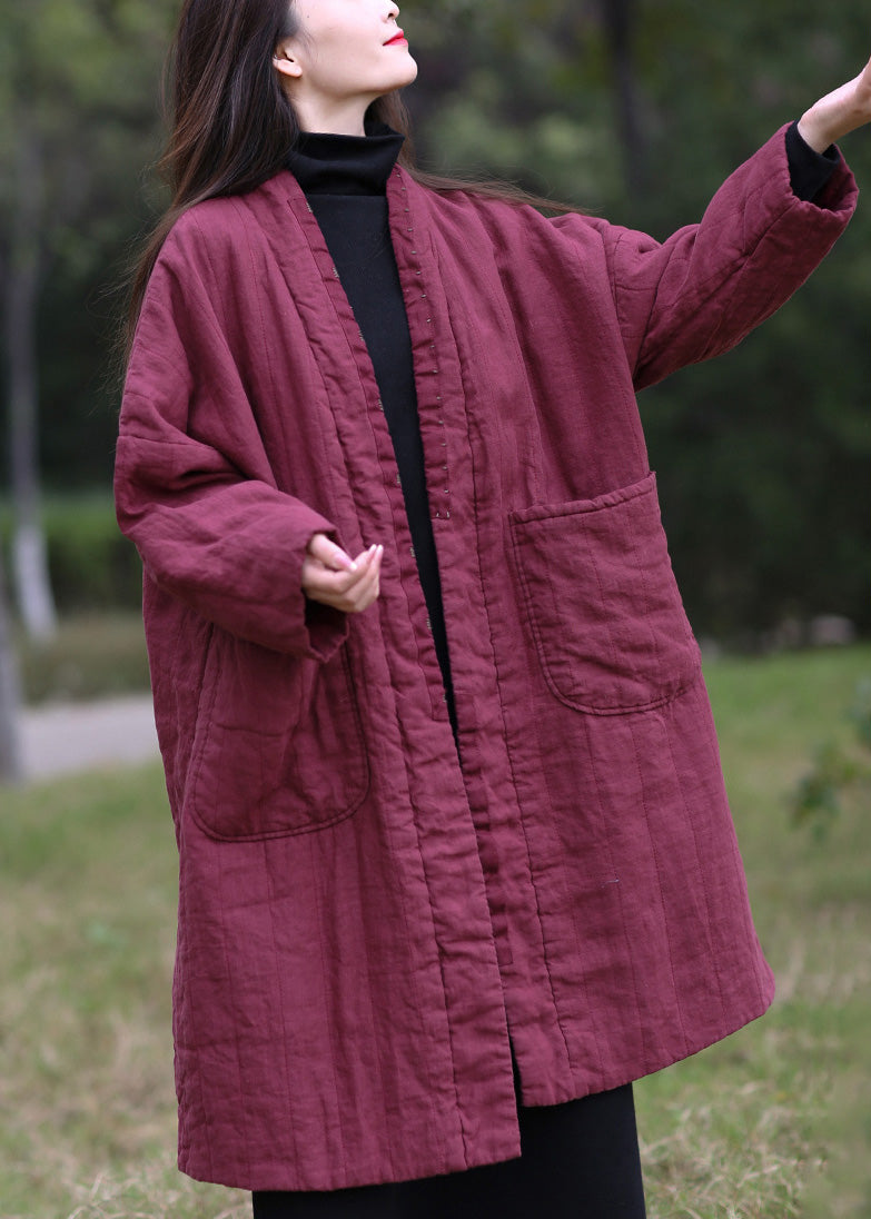 Boutique Bean Paste Colour V Neck Warm Fleece Parka Winter - Down Jackets - DYAVOR®